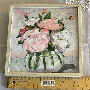 Charming Floral Canvas with Pink and White Peonies NWOT